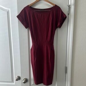Maroon Casual Dress with Pockets